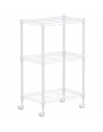 White 3-Tier Utility Trolley Cart with Wire Shelves 450x300x750mm | TurcoBazaar MGA272