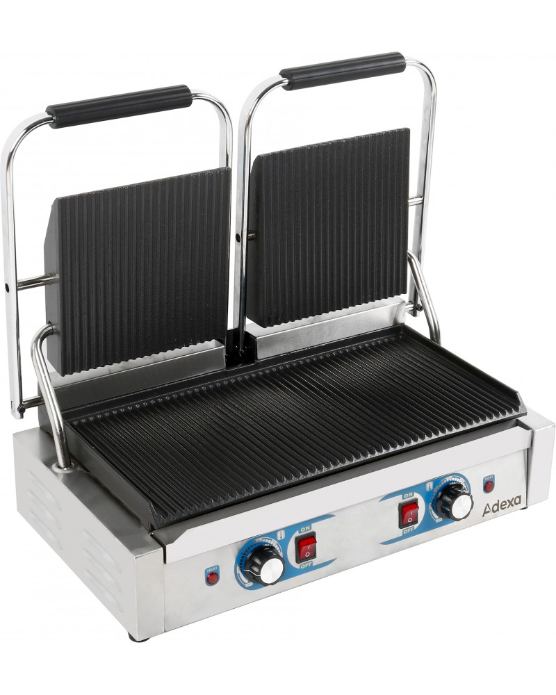 Heavy Duty Twin Panini Contact grill Dual Zone 3.6kW Ribbed | TurcoBazaar MLP813