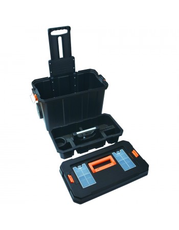 Heavy Duty Rolling Tool Box with Telescopic Handle & Internal Tool Tray 590x340x410 mm | TurcoBazaar MW2060