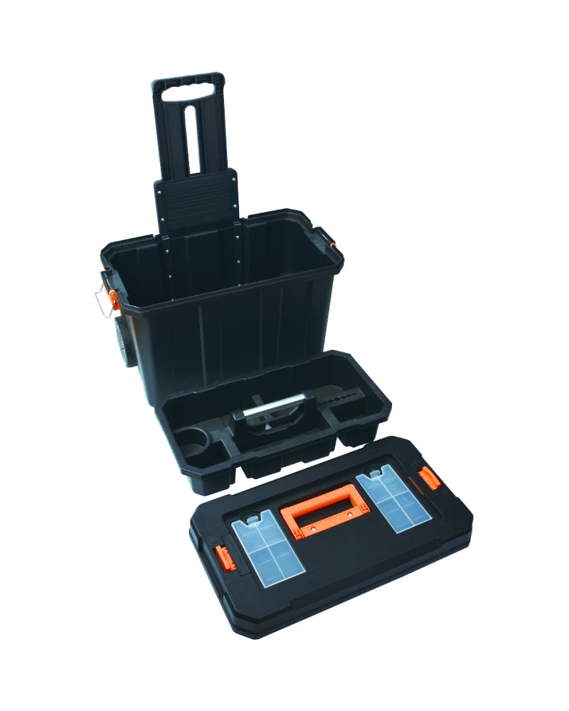 Heavy Duty Rolling Tool Box with Telescopic Handle & Internal Tool Tray 590x340x410 mm | TurcoBazaar MW2060
