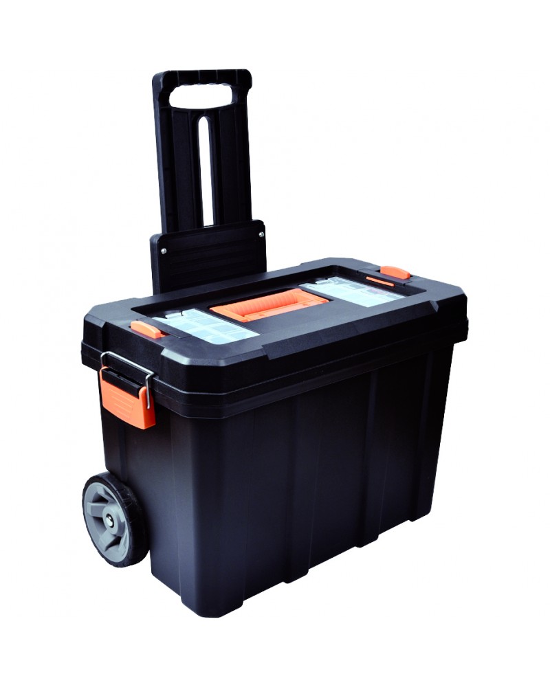 Heavy Duty Rolling Tool Box with Telescopic Handle & Internal Tool Tray 590x340x410 mm | TurcoBazaar MW2060