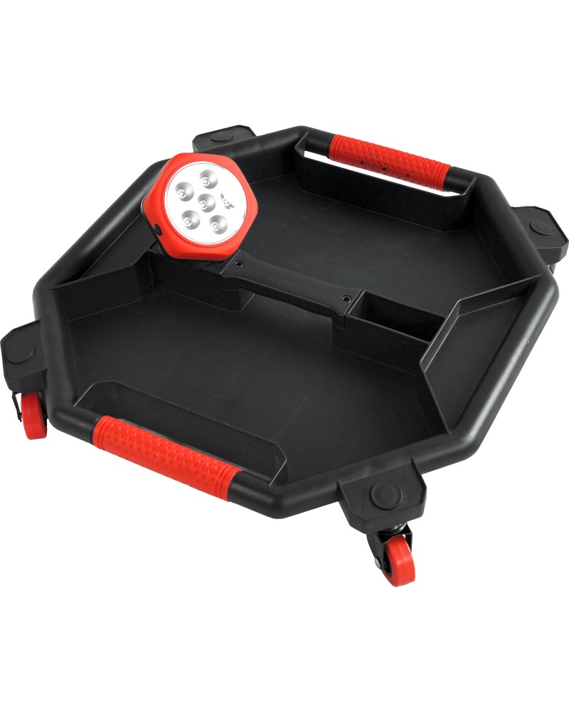 Mobile Rolling Mechanic Tray with Magnetic Worklight Mount and 4 Swivel Casters 480x465x90mm | TurcoBazaar MW903N