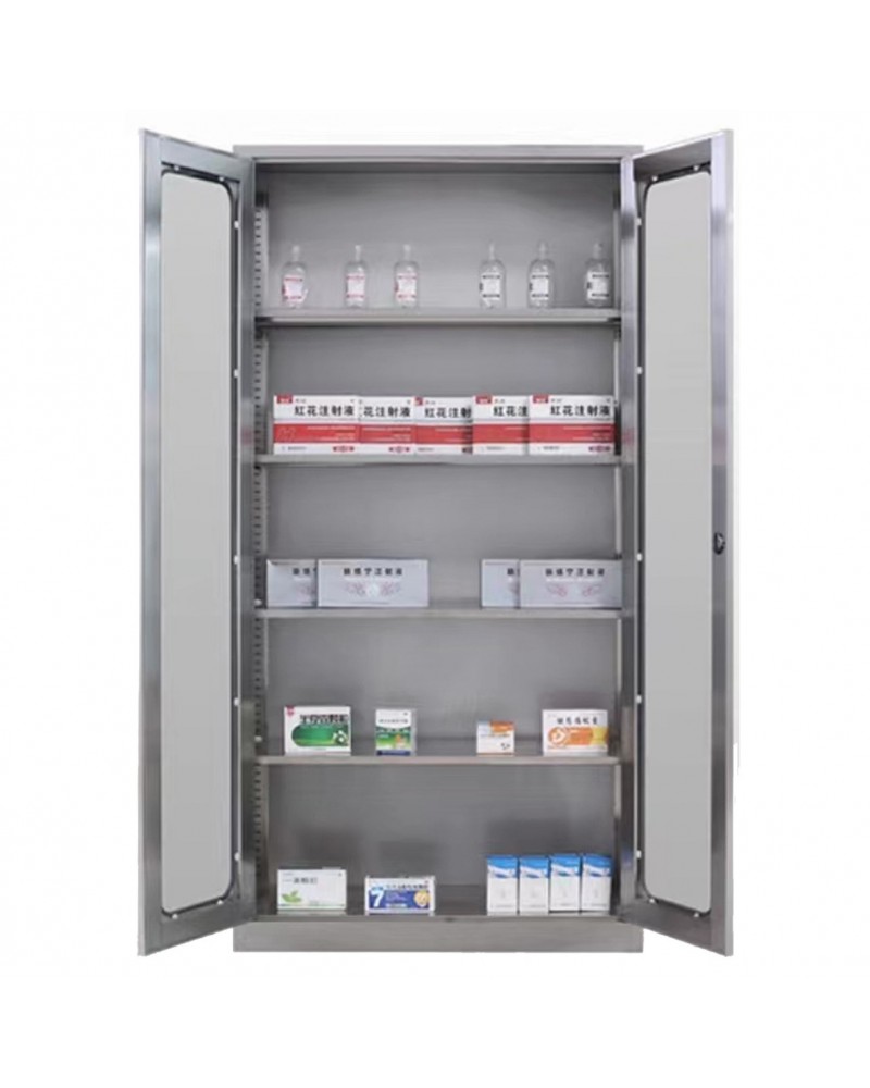 Commercial Stainless Steel Cabinet 4 Shelves 2 Glass Door 900x400x1800mm | TurcoBazaar MYSLC01