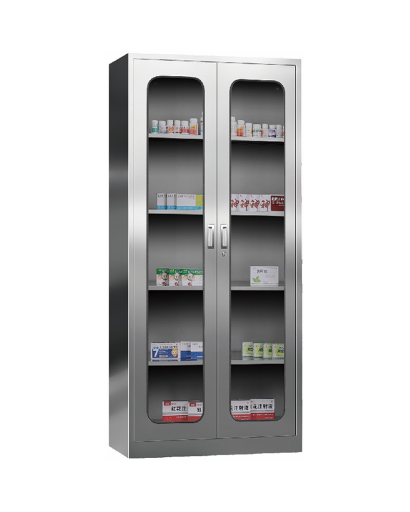 Commercial Stainless Steel Cabinet 4 Shelves 2 Glass Door 900x400x1800mm | TurcoBazaar MYSLC01