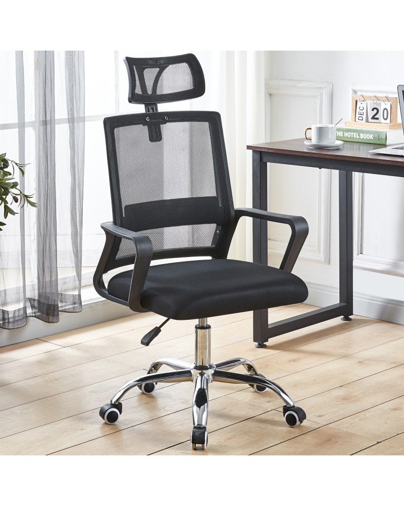 Mesh Office Chair with Headrest Black | TurcoBazaar OC203