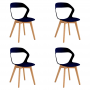 Bistro Dining Chair Sculpted Polypropylene Seat Wooden Legs Indoors & Outdoors 430x430x780mm Black - Set of 4 | TurcoBazaar P130BLACK