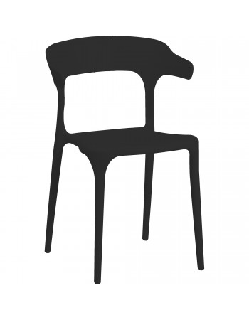Bistro Dining Chair Curved Armrest Backrest Polypropylene Indoors & Outdoors 400x380x740mm Black - Set of 4 | TurcoBazaar P163BLACK