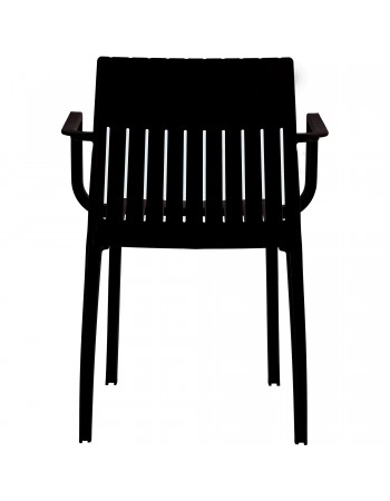 Bistro Dining Chair Slatted Back with Armrests Polypropylene Indoors & Outdoors 570x420x800mm Black - Set of 4 | TurcoBazaar P185BLACK Bistro Dining Chair Slatted Back with Armrests Polypropylene Indoors & Outdoors 570x420x800mm Black - Set of 4 | TurcoBazaar P185BLACK