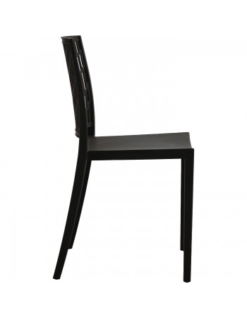 Bistro Dining Chair Decorative Slatted Backrest Polypropylene Indoors & Outdoors 420x400x810mm Black - Set of 4 | TurcoBazaar P192BLACK