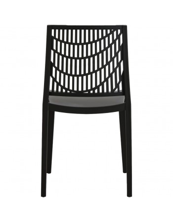 Bistro Dining Chair Decorative Slatted Backrest Polypropylene Indoors & Outdoors 420x400x810mm Black - Set of 4 | TurcoBazaar P192BLACK