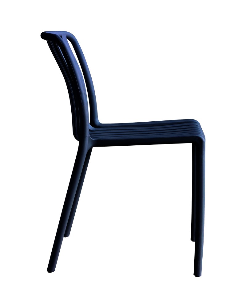 Bistro Dining Chair Slatted Seat and Backrest Polypropylene Indoors & Outdoors 440x450x800mm Black - Set of 4 | TurcoBazaar P194BLACK