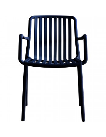 Bistro Dining Chair with Armrests Slatted Seat and Backrest Polypropylene Indoors & Outdoors 520x450x800mm Black - Set of 4 | TurcoBazaar P195BLACK Bistro Dining Chair with Armrests Slatted Seat and Backrest Polypropylene Indoors & Outdoors 520x450x800mm Black - Set of 4 | TurcoBazaar P195BLACK