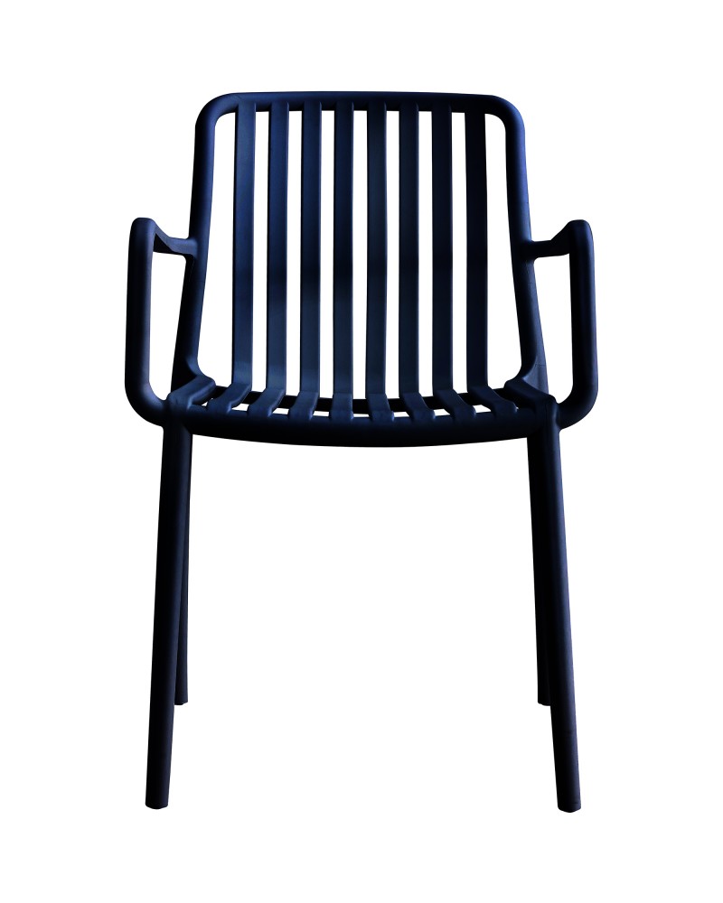 Bistro Dining Chair with Armrests Slatted Seat and Backrest Polypropylene Indoors & Outdoors 520x450x800mm Black - Set of 4 | TurcoBazaar P195BLACK Bistro Dining Chair with Armrests Slatted Seat and Backrest Polypropylene Indoors & Outdoors 520x450x800mm Black - Set of 4 | TurcoBazaar P195BLACK