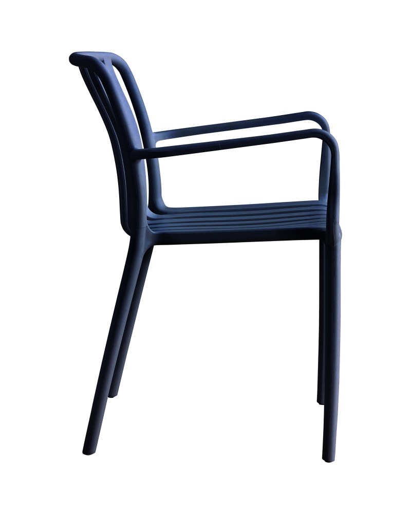 Bistro Dining Chair with Armrests Slatted Seat and Backrest Polypropylene Indoors & Outdoors 520x450x800mm Black - Set of 4 | TurcoBazaar P195BLACK Bistro Dining Chair with Armrests Slatted Seat and Backrest Polypropylene Indoors & Outdoors 520x450x800mm Black - Set of 4 | TurcoBazaar P195BLACK