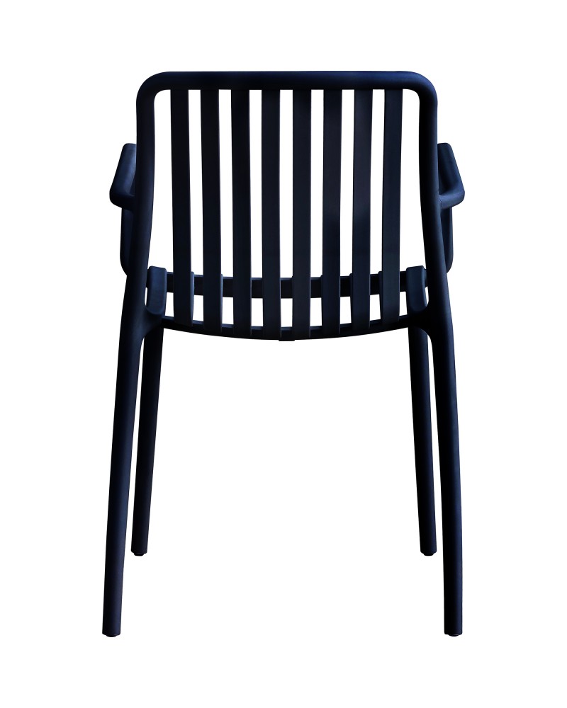 Bistro Dining Chair with Armrests Slatted Seat and Backrest Polypropylene Indoors & Outdoors 520x450x800mm Black - Set of 4 | TurcoBazaar P195BLACK Bistro Dining Chair with Armrests Slatted Seat and Backrest Polypropylene Indoors & Outdoors 520x450x800mm Black - Set of 4 | TurcoBazaar P195BLACK