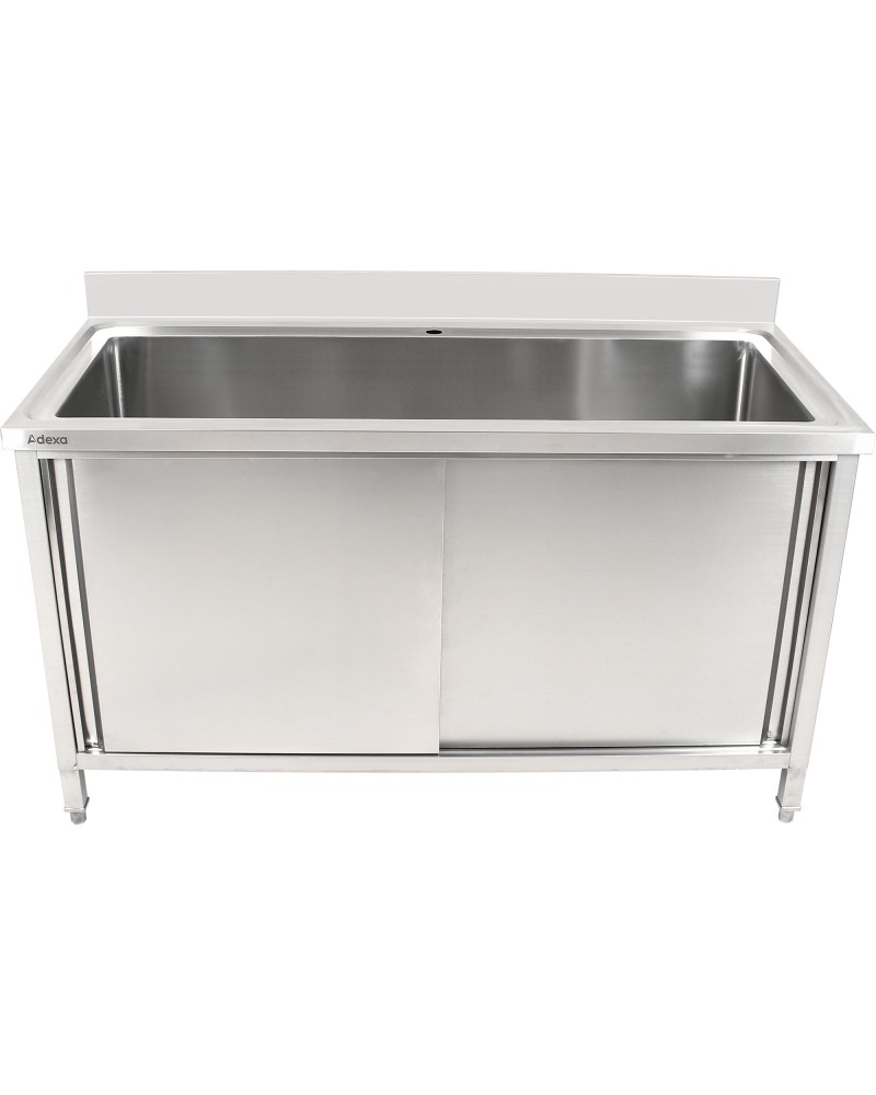 Commercial Pot Wash Sink Stainless Steel 1 Bowl Splashback 2 Doors 1200x600x850+100mm | TurcoBazaar PSD120602D