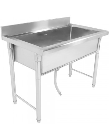 Commercial Hand and Pot Wash Sink Stainless steel 1 bowl Splashback 1500x500x800mm Round legs | TurcoBazaar PSR15050