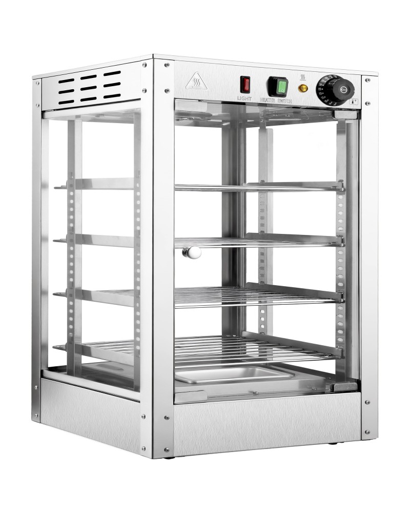 Commercial Pizza Warmer Stainless Steel 4 Racks Tempered Glass Adjustable Thermostat Width for 18” Pizzas | TurcoBazaar PW0118
