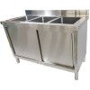 Commercial Stainless Steel Sink with Cupboard & Splashback 3 Bowls 1500x600x850mm | TurcoBazaar QNH1010