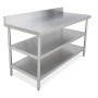 3‑Tier Stainless Steel Work Table with Splashback – 600×600×850mm| TurcoBazaar QNH1154