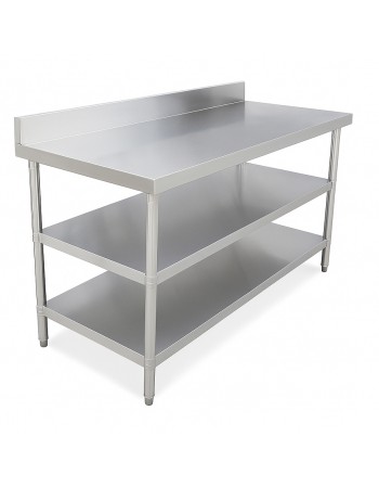 Stainless Steel Work Table with Splashback – 1400×600×850 mm| TurcoBazaar QNH1158