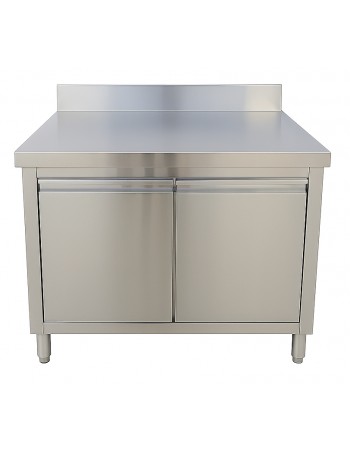 Commercial 2‑Door Stainless Steel Cupboard with Splashback – 1000×700×850 mm | TurcoBazaar QNH1404