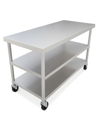 3‑Tier Stainless Steel Work Table with Castors – 1000×600×850 mm| TurcoBazaar QNH1602
