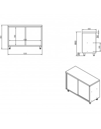 Commercial Stainless Steel Sliding Door Work Table Cabinet with Shelf 1200x600x850mm | TurcoBazaar QNH302