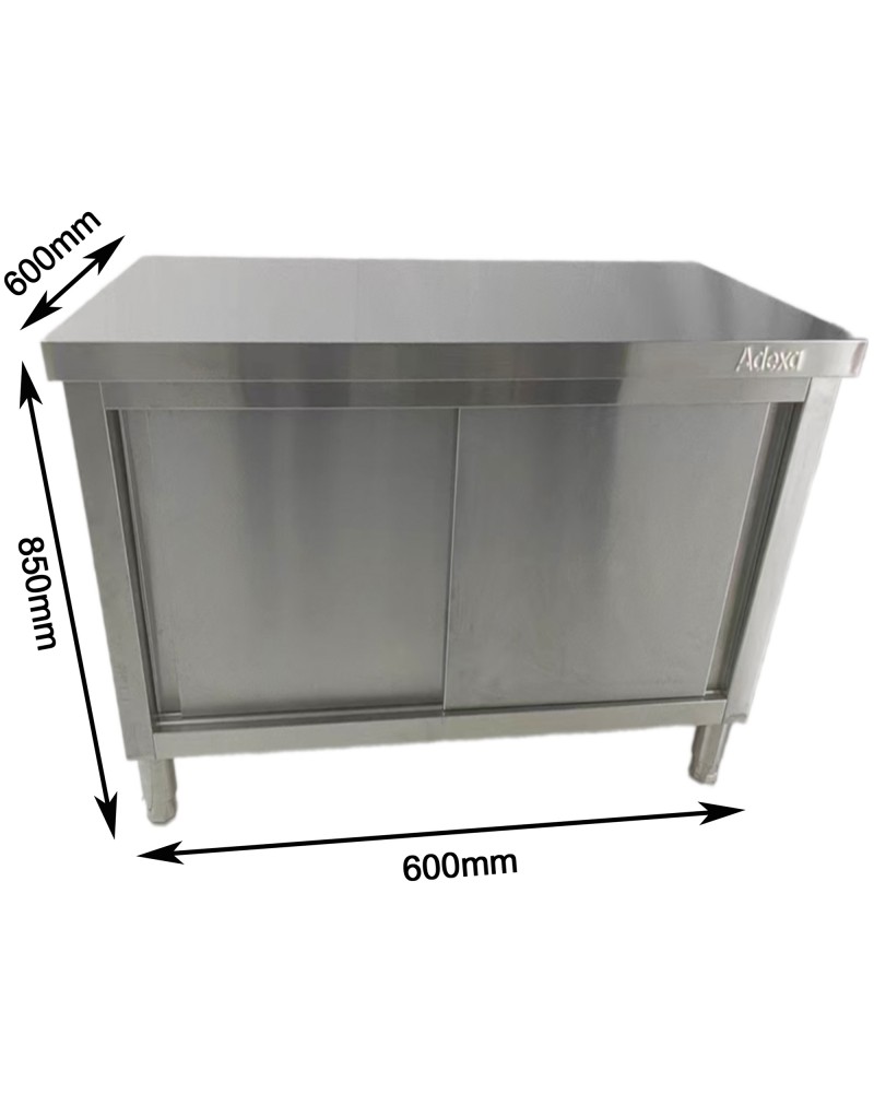 Commercial Stainless Steel Sliding Door Work Table Cabinet 600x600x850mm | TurcoBazaar QNH310