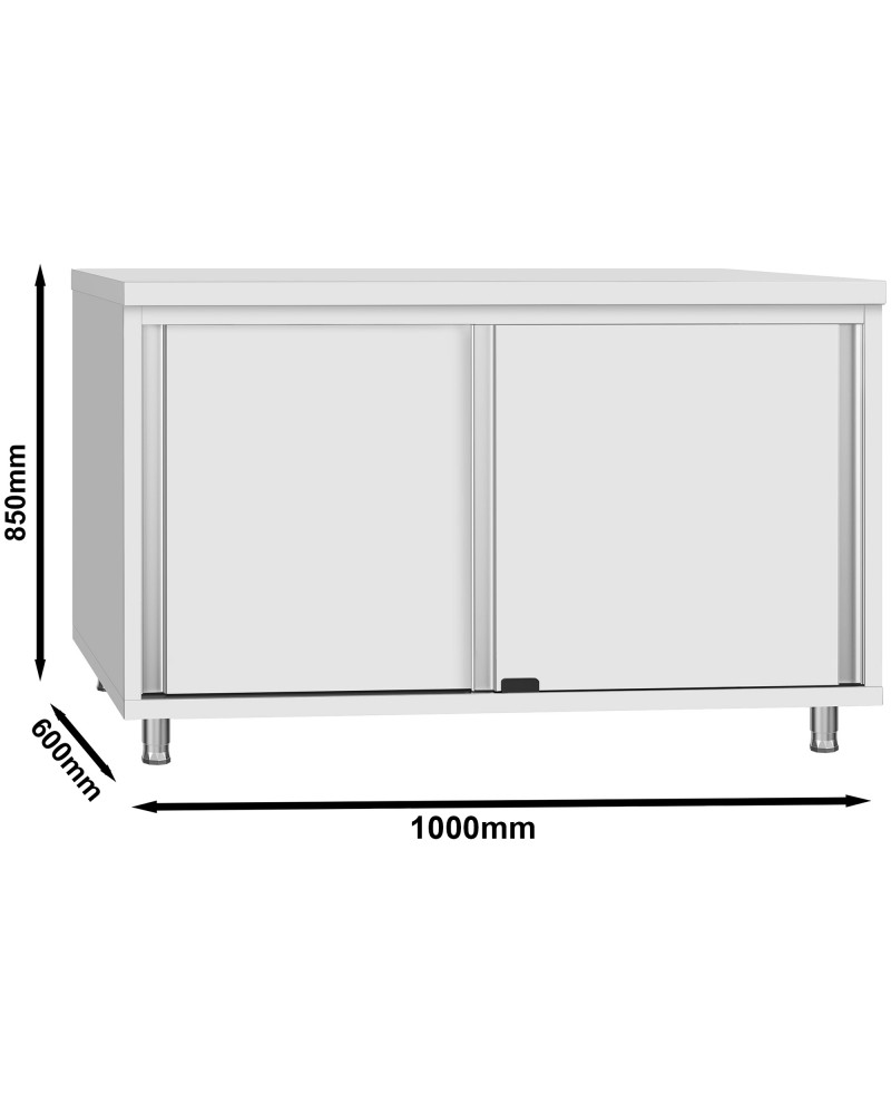 Commercial Stainless Steel Sliding Door Work Table Cabinet 1000x600x850mm | TurcoBazaar QNH314