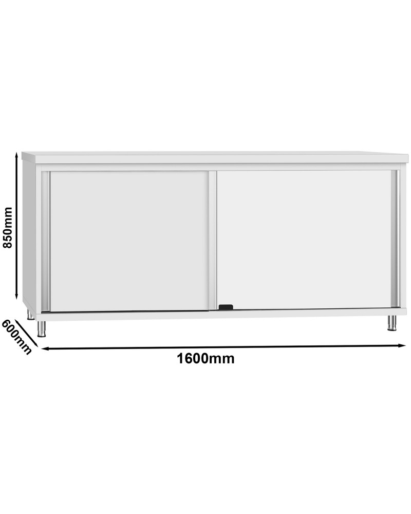 Commercial Stainless Steel Sliding Door Work Table Cabinet 1600x600x850mm | TurcoBazaar QNH318