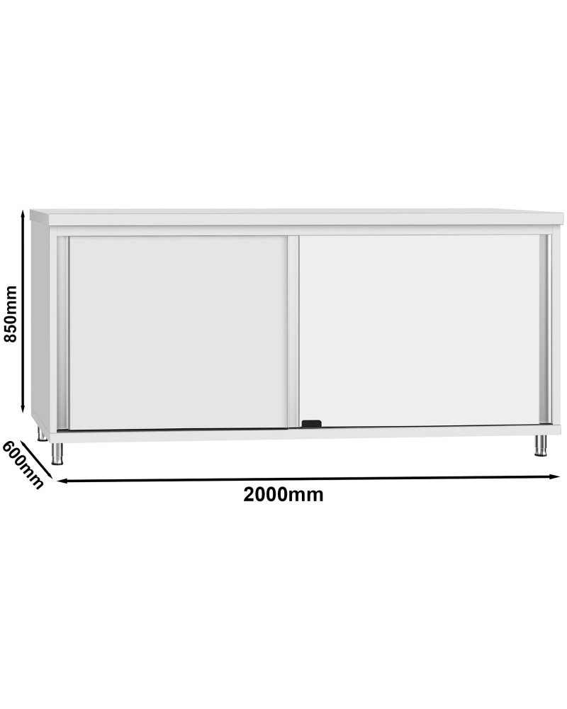 Commercial Stainless Steel Sliding Door Work Table Cabinet 2000x600x850mm | TurcoBazaar QNH320