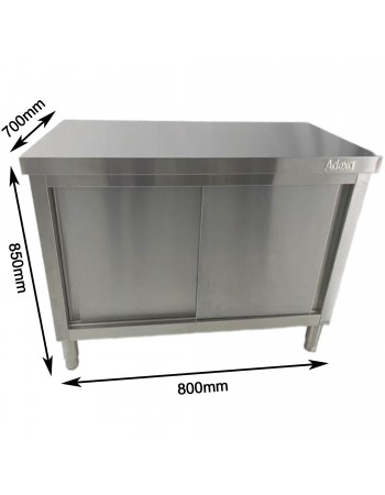 Commercial Stainless Steel Sliding Door Work Table Cabinet 800x700x850mm | TurcoBazaar QNH322