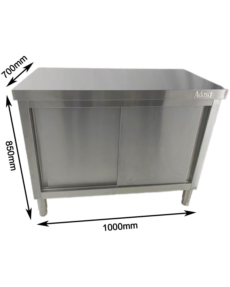 Commercial Stainless Steel Sliding Door Work Table Cabinet 1000x700x850mm | TurcoBazaar QNH324