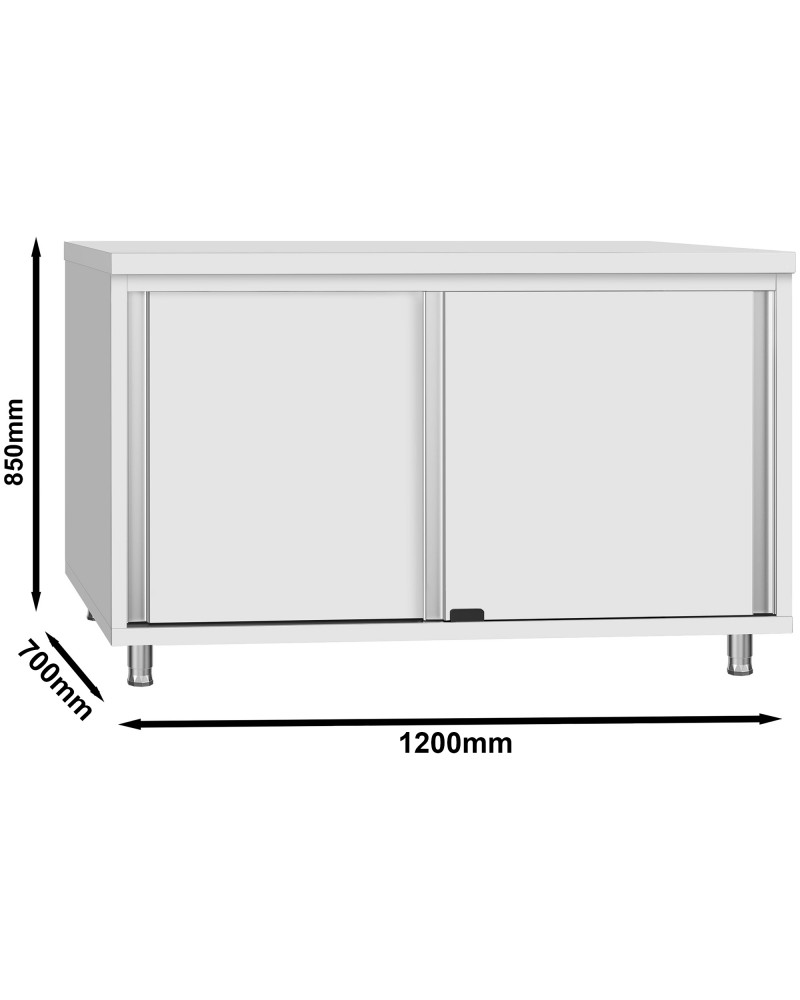 Commercial Stainless Steel Sliding Door Work Table Cabinet 1200x700x850mm | TurcoBazaar QNH326