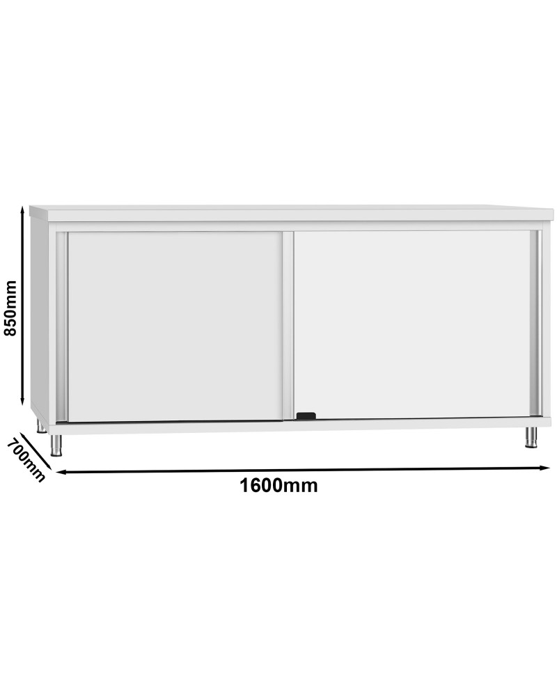Commercial Stainless Steel Sliding Door Work Table Cabinet 1600x700x850mm | TurcoBazaar QNH330