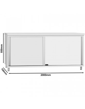 Commercial Stainless Steel Sliding Door Work Table Cabinet 2000x700x850mm | TurcoBazaar QNH334