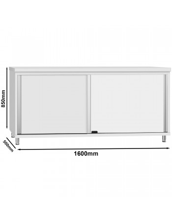 Commercial Stainless Steel Sliding Door Work Table Cabinet 1600x500x850mm | TurcoBazaar QNH344