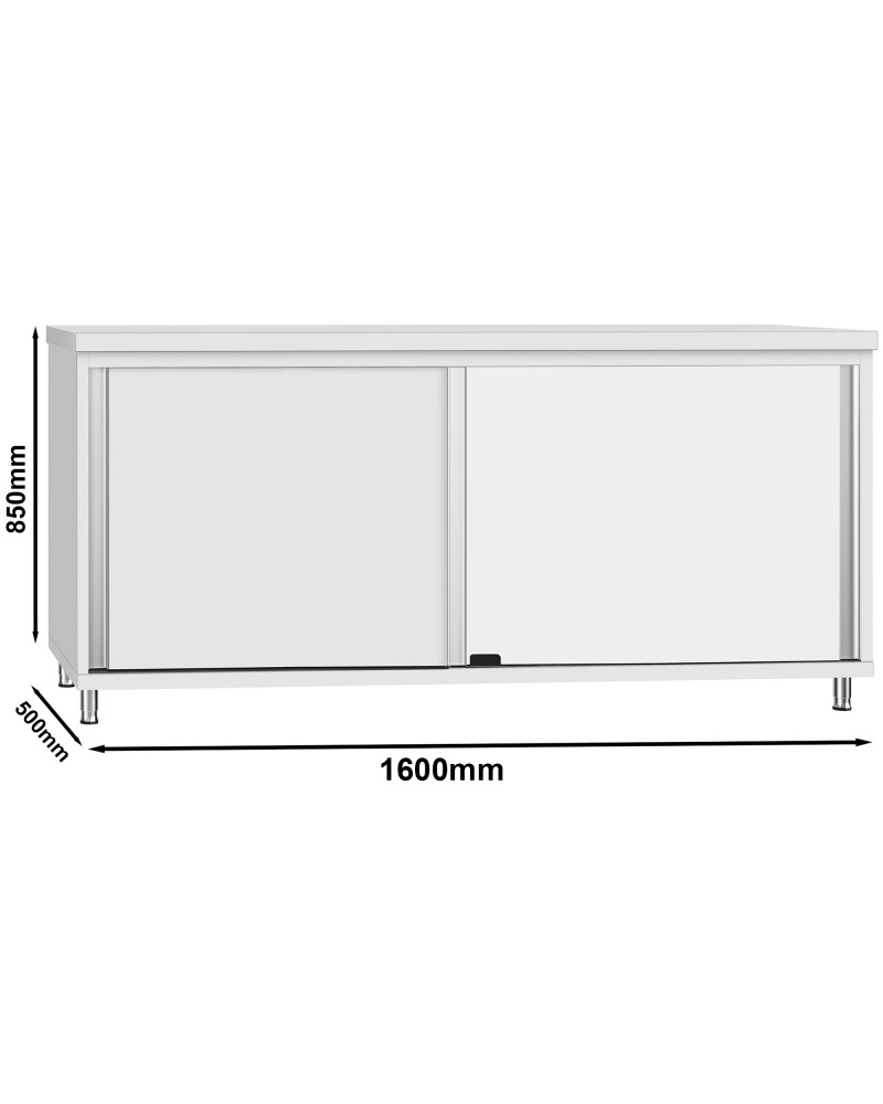 Commercial Stainless Steel Sliding Door Work Table Cabinet 1600x500x850mm | TurcoBazaar QNH344