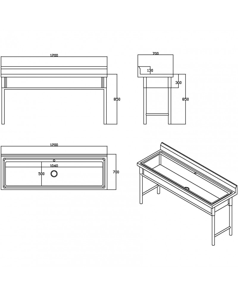 Commercial Stainless Steel Pot Wash Sink with Single Bowl and Splashback 1200x700x850mm | TurcoBazaar QNH616