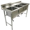 Commercial Stainless Steel Triple Sink with Splashback and Stand 1800x600x850mm | TurcoBazaar QNH704