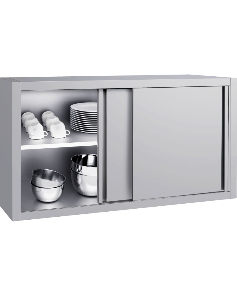 Commercial Stainless Steel Wall Cabinet with Sliding Doors and Inner Shelf 1000x400x650mm | TurcoBazaar QNH902
