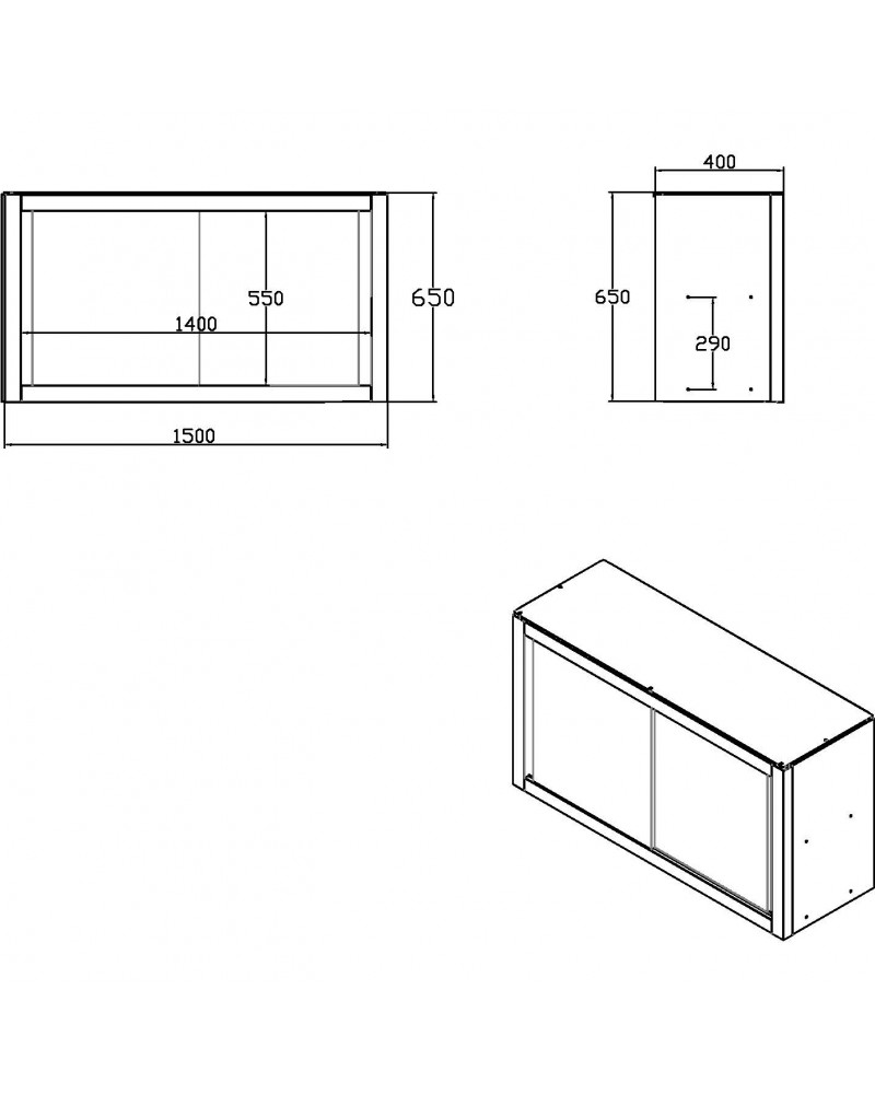 Commercial Stainless Steel Wall Cabinet with Sliding Doors and Inner Shelf 1500x400x650mm | TurcoBazaar QNH906