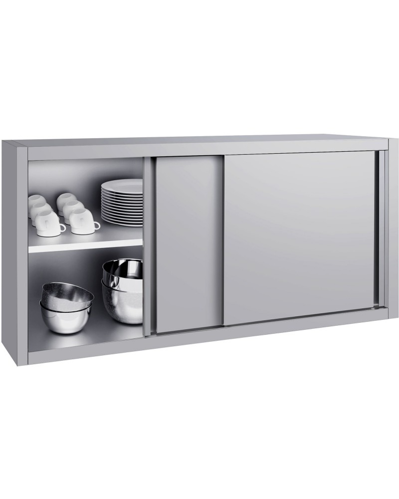Commercial Stainless Steel Wall Cabinet with Sliding Doors and Inner Shelf 1500x400x650mm | TurcoBazaar QNH906