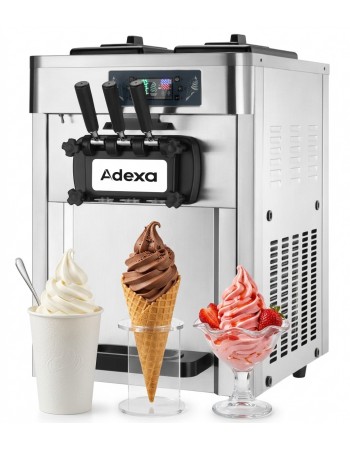 Commercial Countertop Soft Ice Cream Machine 16–22L/h 2100W 3 Flavour Twin Hopper 540×750×850mm | TurcoBazaar RC168G