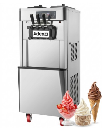 Commercial Floor Standing Soft Ice Cream Machine 16–22L/h 2100W 3 Flavour Twin Hopper 540×750×1320mm | TurcoBazaar RC188G