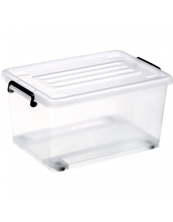 Pack of 12 Plastic Storage Box with Wheels & Lid & Clips 15 litre 400x295x208mm Polypropylene | TurcoBazaar S1015
