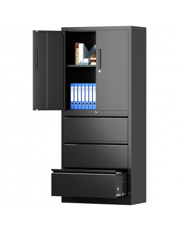 Professional Black Steel Cabinet 2 Doors 3 Drawers 760x380x1780mm | TurcoBazaar SART234