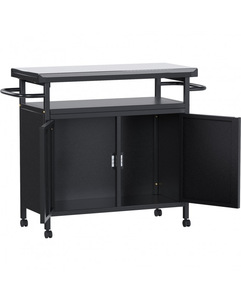 Professional Black BBQ Cart Prep station 2 Doors 775x360x810mm | TurcoBazaar SART246