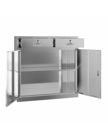 Commercial Stainless Steel Upright Cabinet with 2 Drawers and Double Doors, 900×900mm | TurcoBazaar SARTSS2DW